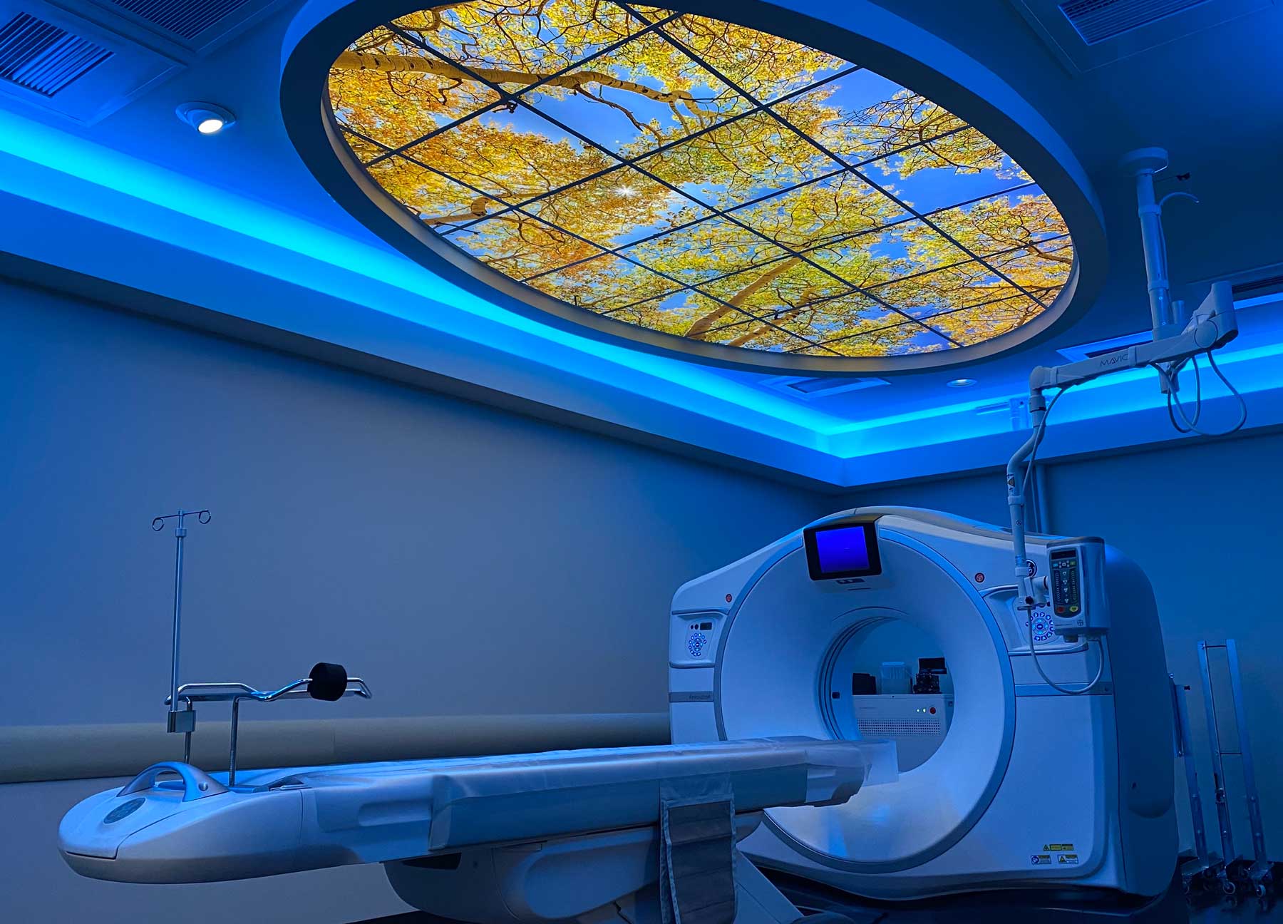 Photo of an MRI Installation with a decorative ceiling